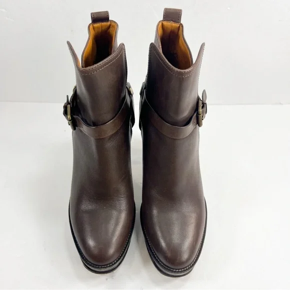 Ralph Lauren Collection Purple Label Heeled Booties Brown Leather size 6.5 - Picture 5 of 16